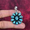 Kék réz türkiz kézzel készített drágakő medál, 925 tömör sterling ezüst medál antik ékszer, eljegyzési ajándék