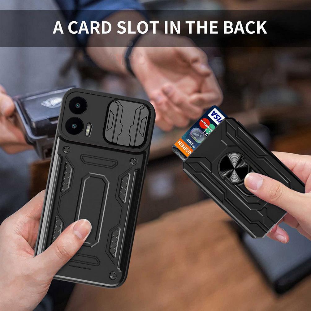 Card slot Camera protect case for Moto G35 G15 G73 E13 G72 G53 G23 G13 G32 G22 G60 G30 G10 Armor Hybrid Ring Cover