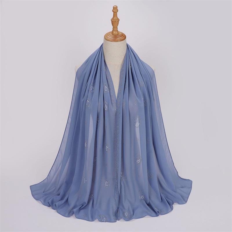 Muslim Bubble Chiffon Instant Hijab Shawls Rhinestone Paisley Floral Diamond Scarfs and Wraps Beach Summer Islamic Ramadan Snood
