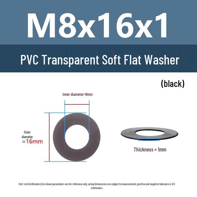 Yigu Black PVC Insulating Waterproof Flat Washer (M2-M10, M4-M5)