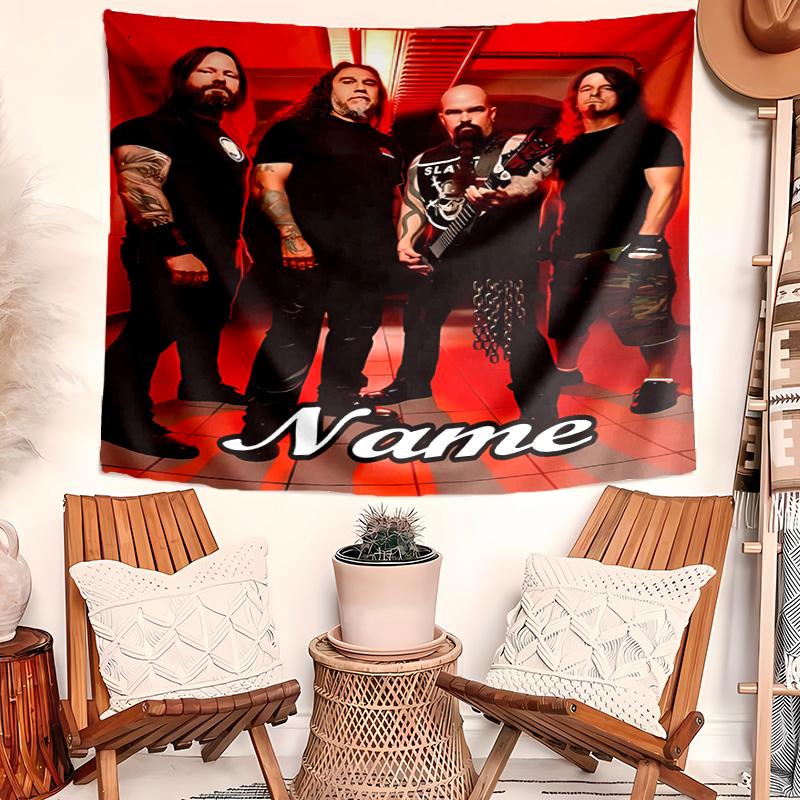 Personalized Slayer band Background Tapestry,Custom Name Birthday Party,Multifunctional Wall Decoration for Home Decor,Various Occasions