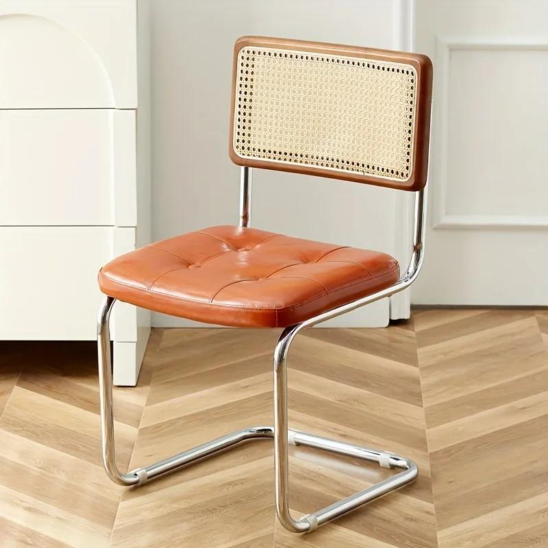 Nordic Style Dining Chair - Artificial Leather Cushion, Electroplated Metal Frame, Comfortable & Durable Chair Dining Room