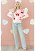 2025 Winter Women's Sweet Style Printed Knit Pullover - Warm Long Sleeve Raglan Sweater