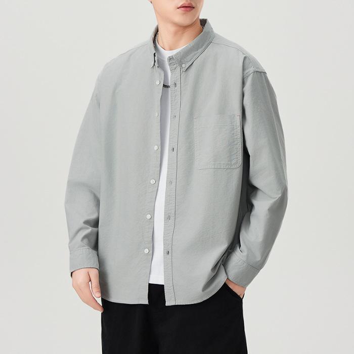 

Простая хлопковая рубашка для мужчин, трендовая, универсальная, свободная, повседневная, американская, весенняя, новая рубашка 3XL