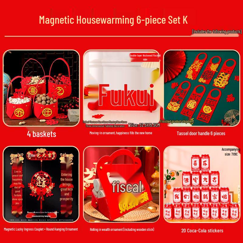 Auspicious Housewarming Magnetic Couplets for New Home Decor with New Year's Blessings