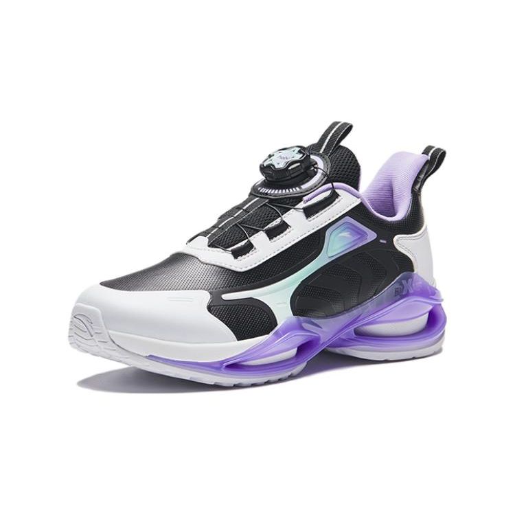 Anta Comfortable Versatile Non-Slip Shock Absorbing Low-Top Running Shoes Kids Sneaker Black White Purple 322345513N-5