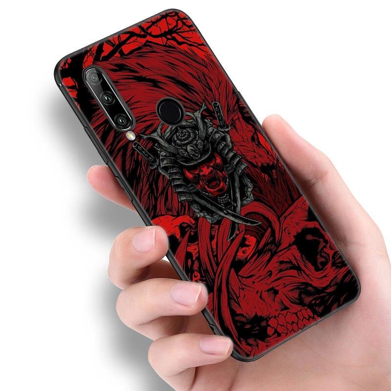 Japońska sztuka samurajska etui na telefon dla Huawei Honor 7A 8A 9X 20 Pro 8 10X Lite 7S 8C 8S 8X 9A 9C 10i 20i 30i 20E 20S czarne etui
