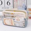 Clear Pencil Case Large Capacity Aesthetic Stationery Bag Exam Approved Transparent Pouch for School Kids Teens
