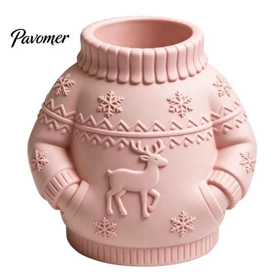Durable Desk Pen Holder 3D Printed Sweater Holder, Creative Organizer with Elk Snowflake Relief for Home Desktop Paintbrushes Office School Supplies,