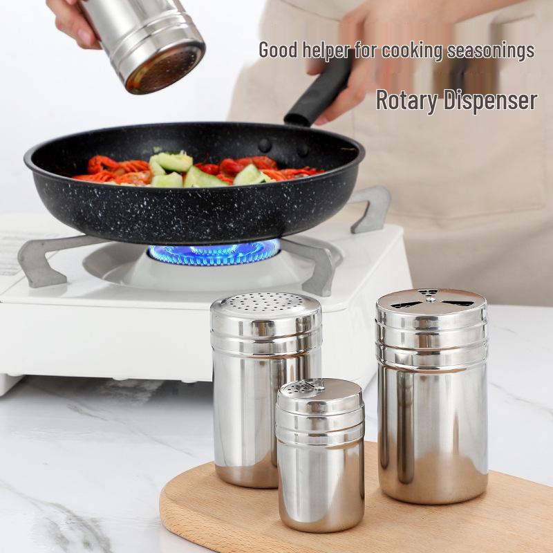 Stainless Steel Spice & Toothpick Holder Set – Food Grade Seasoning Jar & Pepper Container.