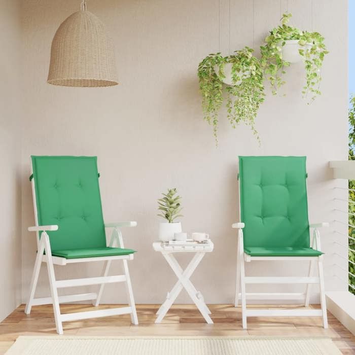 VidaXL Coussins de chaise de jardin à dossier haut lot de 2 vert tissu 43185