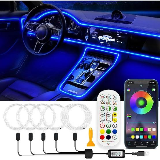 Interior Car LED Strip Lights, RGB USB Car Ambient Lighting With Fiber Optic, EL Wire Car Accessories