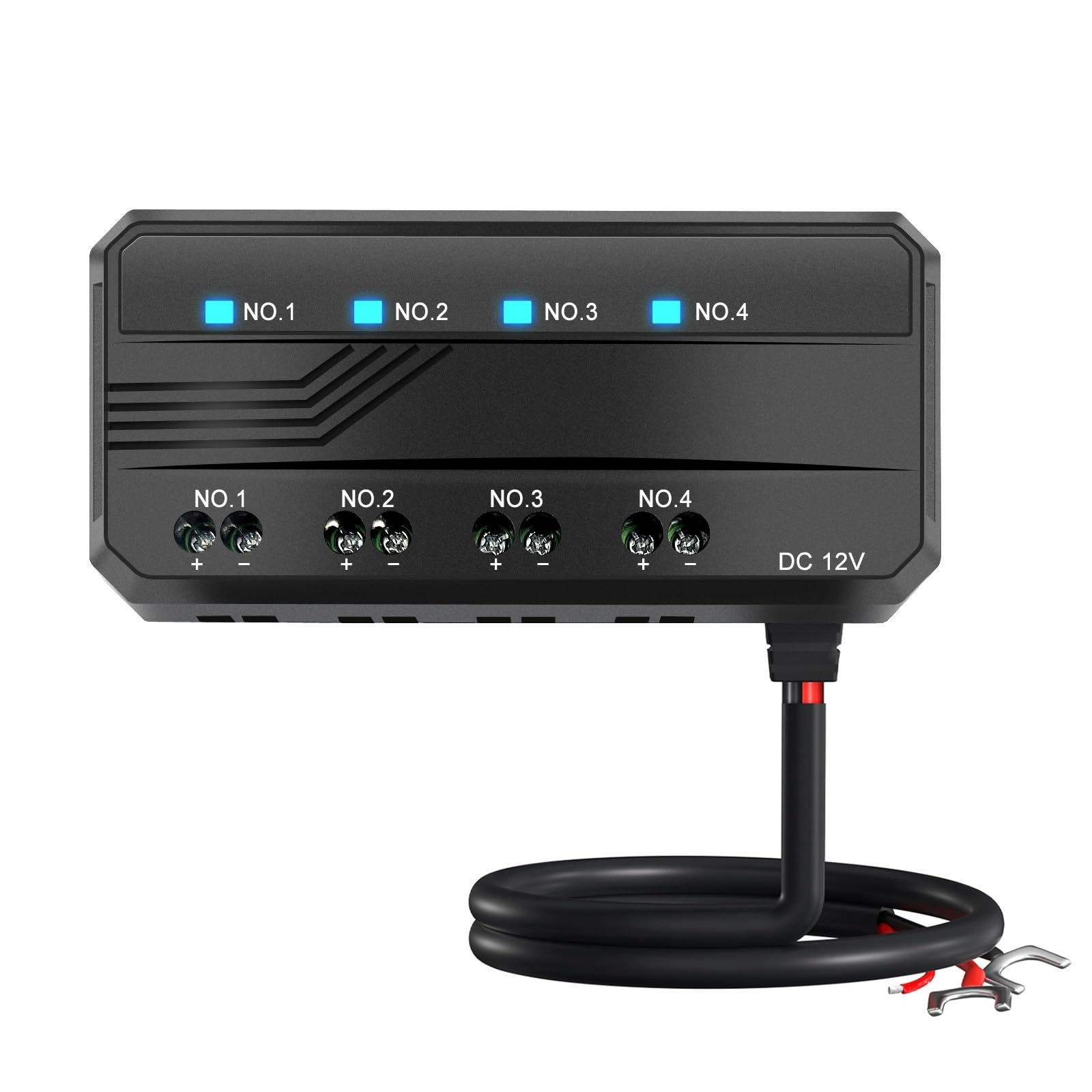 

[Улучшенный] Блок предохранителей для мотоцикла, Водонепроницаемый, Реле для мотоцикла, Распределитель питания, 4 системы, Держатель блока предохранителей, Светодиодный индикатор предупреждения, Прямое подключени