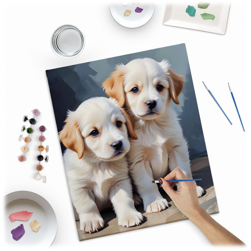 Paint By Number Picture 40X50 Cm Massido Puppies