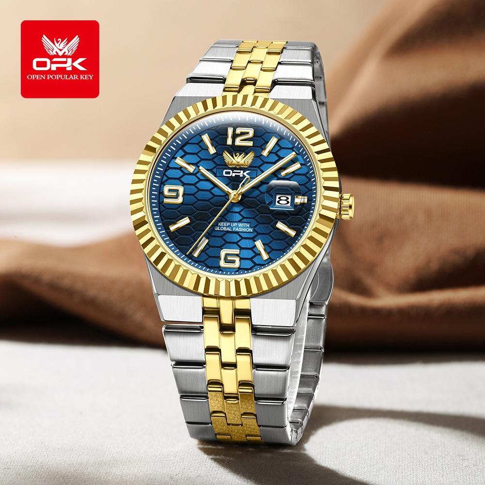 OPK Brand Watch Simple Atmosphere Quartz Watch Single Calendar Luminous Waterproof Men's Watch Men's Watch