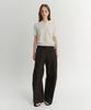 Ia Liv Barrel Cotton Pants (Deep Brown)
