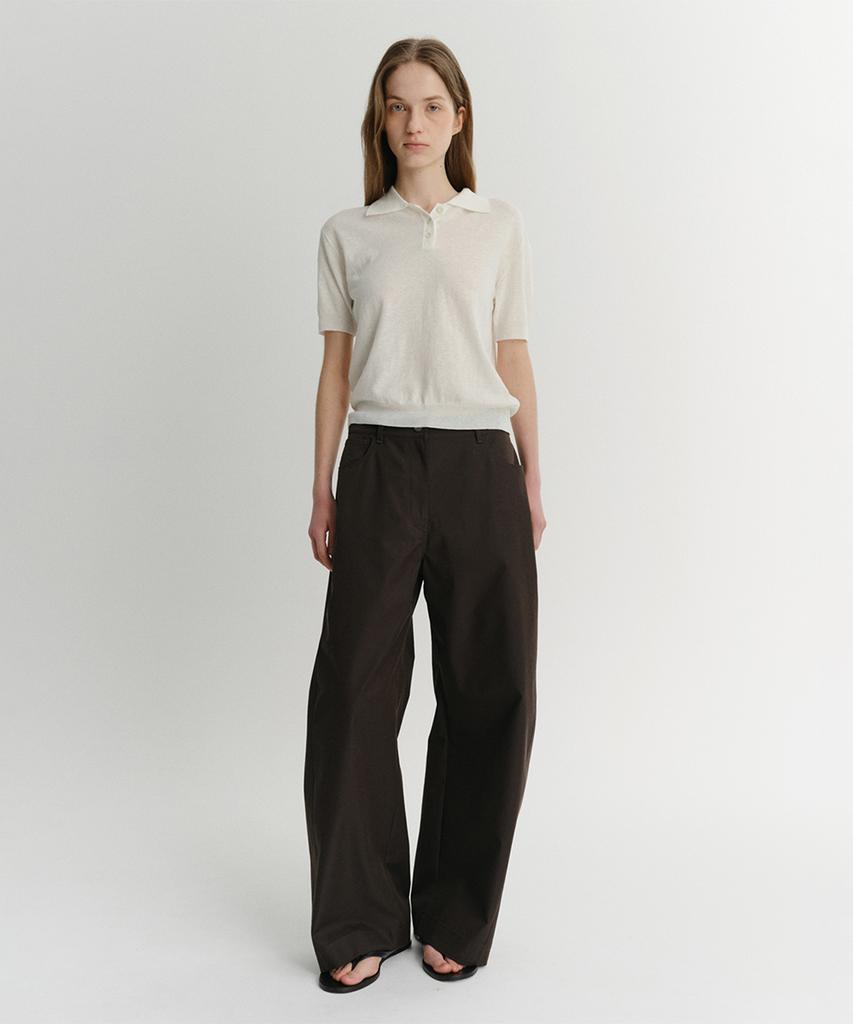 Ia Liv Barrel Cotton Pants (Deep Brown)