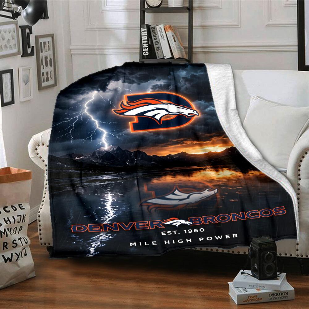 Denver Broncos Print Flannel Blanket High Quality Warm Comfortable Cover for All Seasons Perfect for Gifts Home Decor