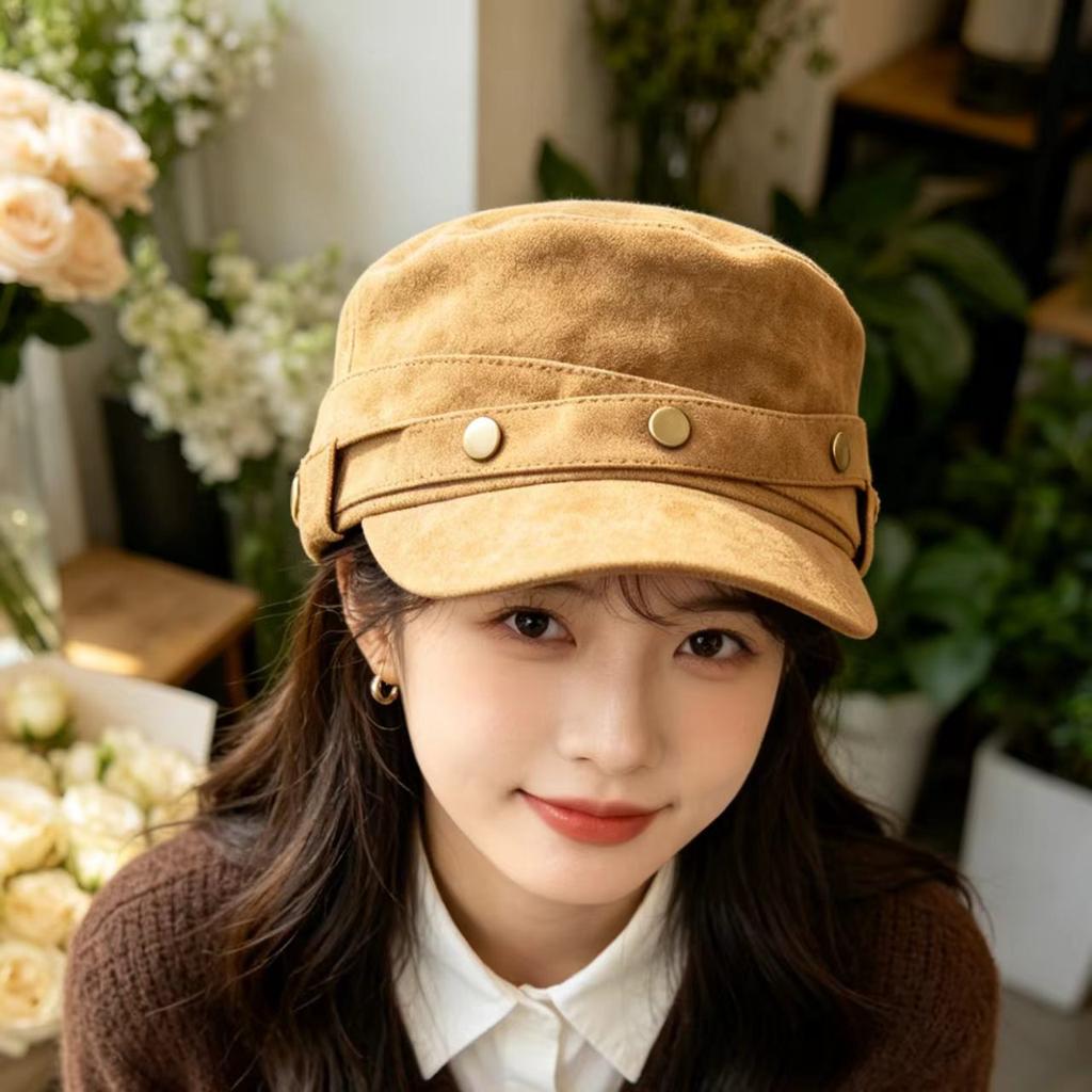 Tooling style retro big head circumference hat equestrian hat women's flat top hat new American newsboy hat trendy navy hat autumn and winter