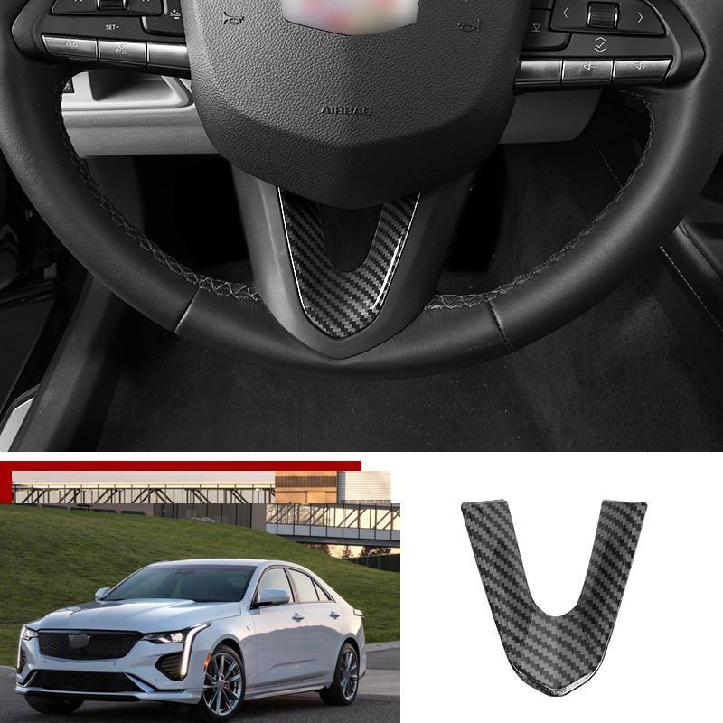 For Cadillac CT4 CT-V 2020-2025 Carbon Fiber Steering Wheel U Type Cover Trim