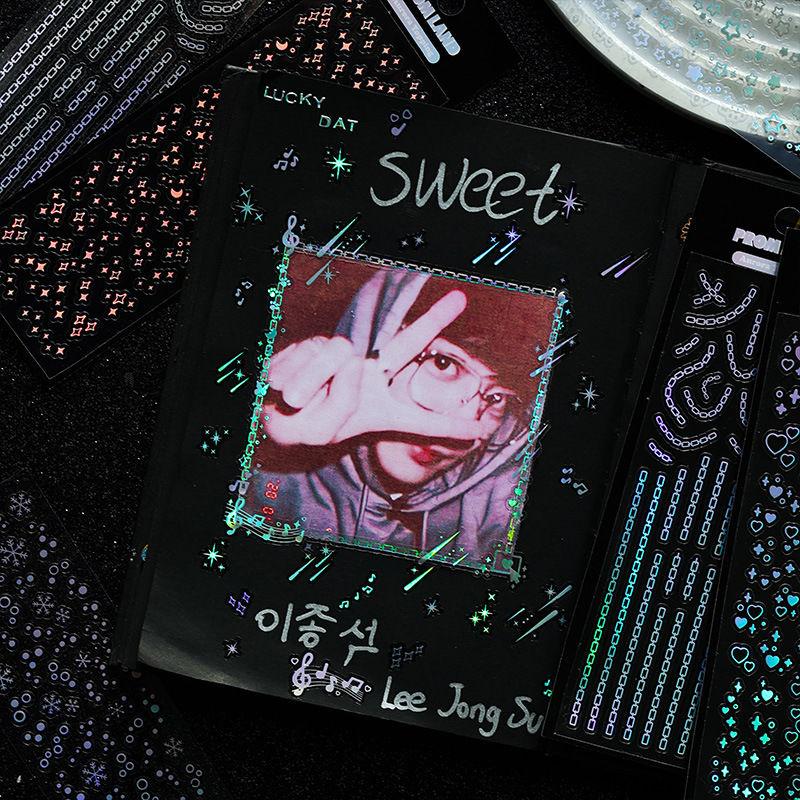 Wasserdichte glitzernde Laser-Sterne-Punkt-Dekoaufkleber für Scrapbooking, DIY-Fotokarten-Dekoration, Collage