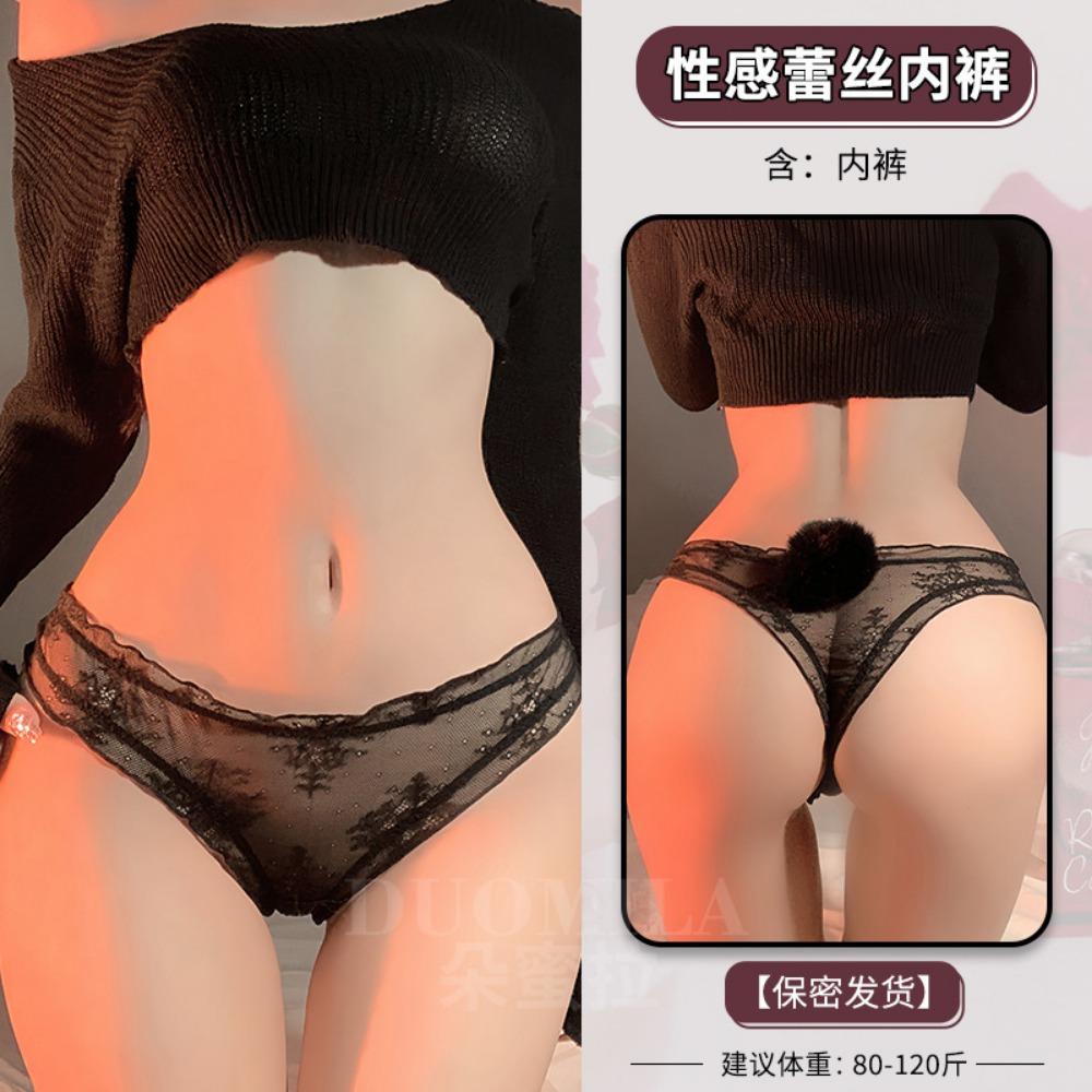 Bad Girl Cute Rabbit Hairball Panties T-Pants Thong Sexy Panties Lace Comfortable Rabbit Tail Fox Tail