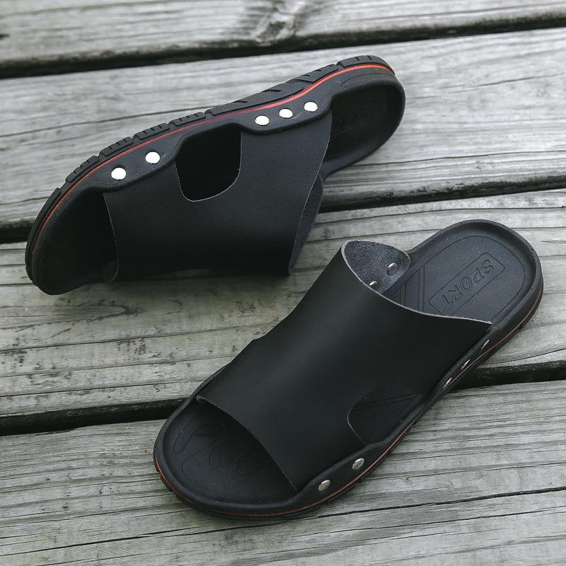 

Модные брендовые мужские сандалии из искусственной кожи, пляжные мужские тапочки на платформе, черные мужские сандалии из резины, прямая поставка 22iop 6.5 чёрный