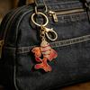Zinc Alloy Keychain Pendant Holder with Rhinestones Fish Shape Key Inlaid Enamel Craft