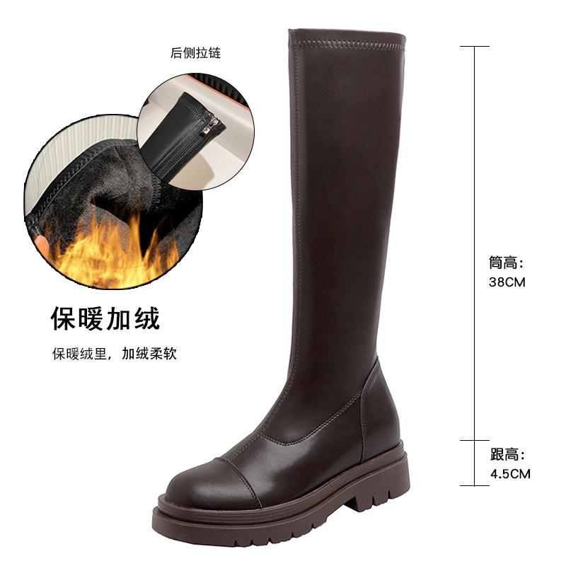 

Маленький рост, увеличение внутреннего роста, но ботфорты, осенне-зимняя женская обувь, тонкие ботинки, эластичные сапоги-рыцари, толстая подошва, высокие сапоги 40