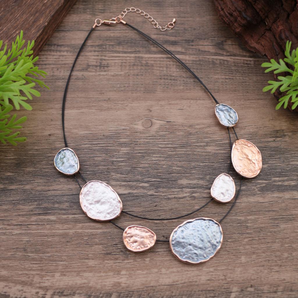 Color Round Irregular Alloy Necklace, Oil Drop Exaggerated Shape Women's Wire Necklace