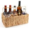 Party Wicker Cutlery Rack with Handle Woven Split Picnic Basket Outdoor Party Essentials (5 Compartments) Convenient Practical