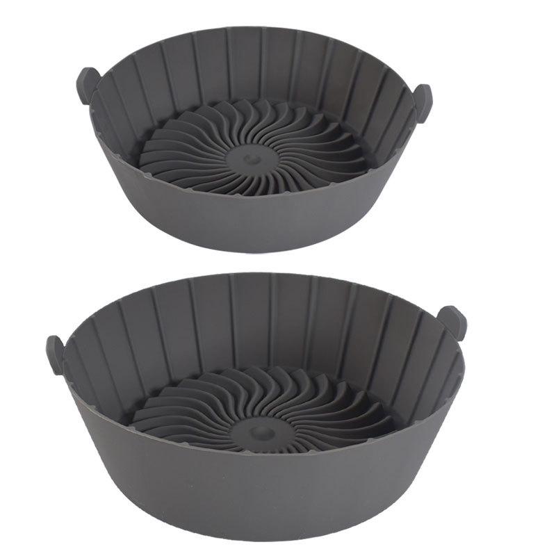 High-Temp Resistant Double Handle Silicone Air Fryer & Oven Baking Pan with Oil Draining Tray