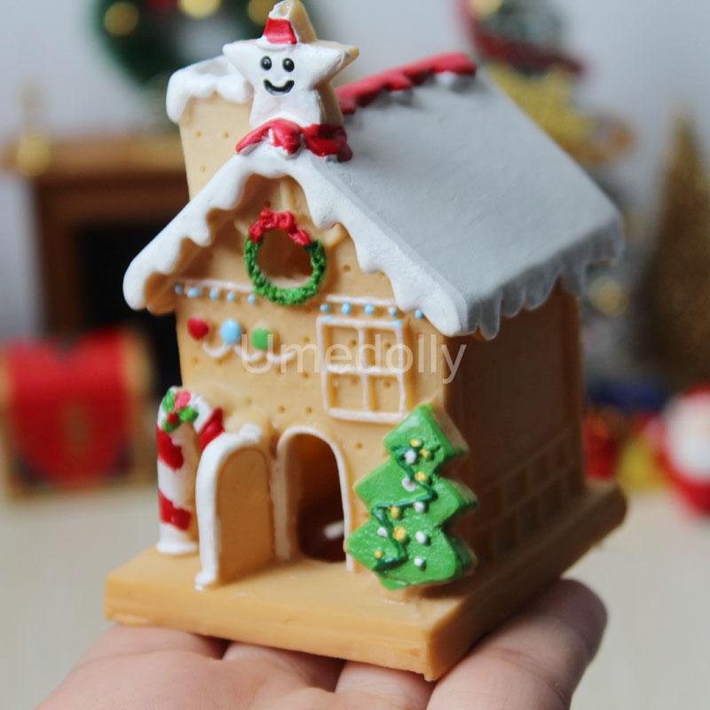 

1/6 или 1/12 масштаб имитация рождественского пряничного домика для BJD миниатюрный кукольный домик рождественские украшения аксессуары игрушка