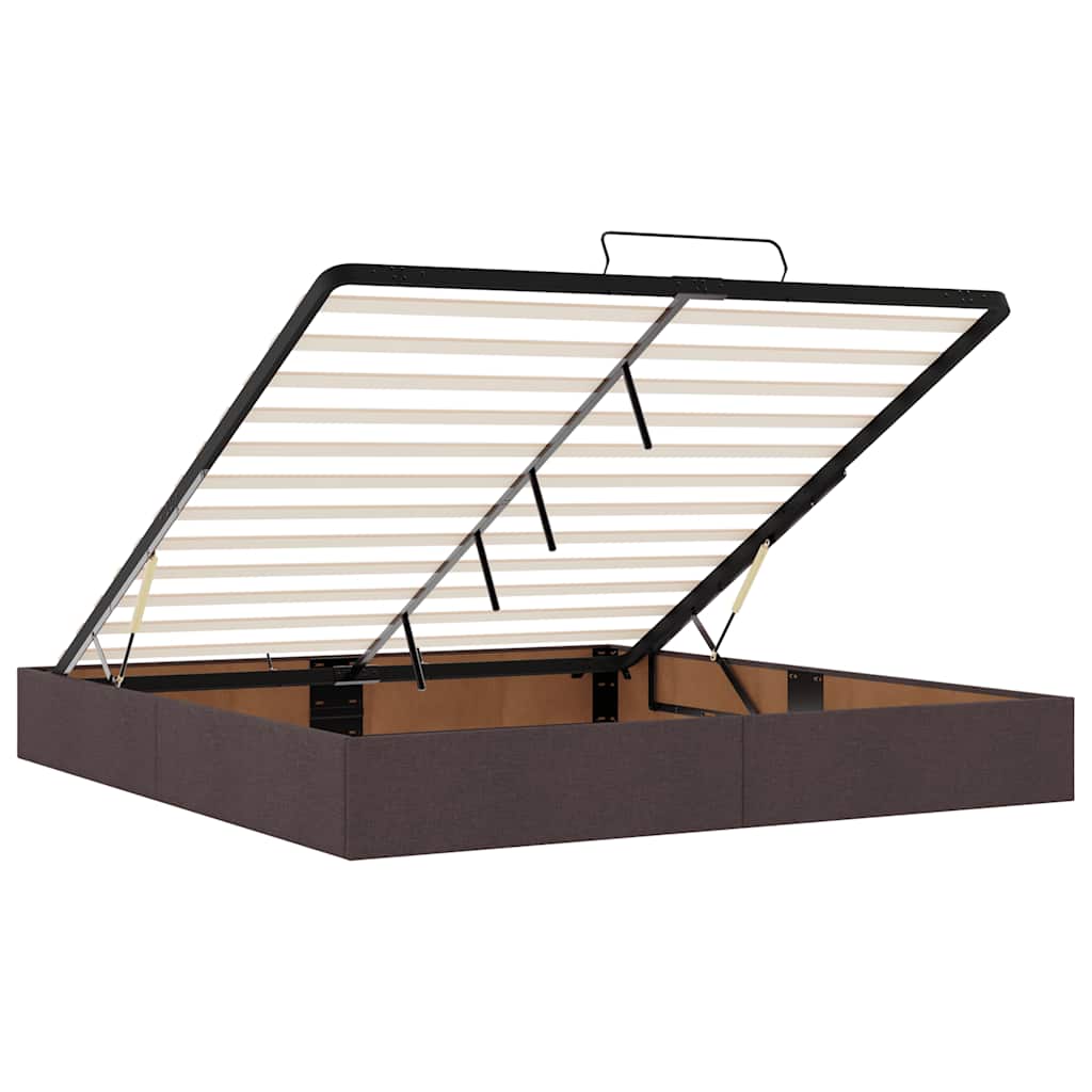 Ottoman Bed with Mattresses & LEDs Dark Brown 200x200 cm Fabric