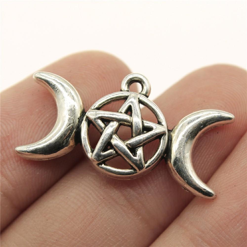 10pcs Charms Witch Star Pentagram Tibetan Bronze Silver Color Pendants Antique Jewelry Making DIY Handmade Craft Pendant