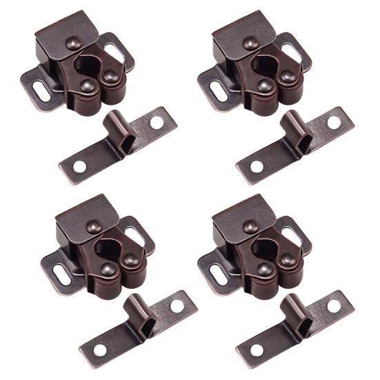 4Pcs Sturdy Door Bead Lock Fine Workmanship Corrosion-resistant Door Hardware Two-wheel Touch Beads Lock Wardrobe