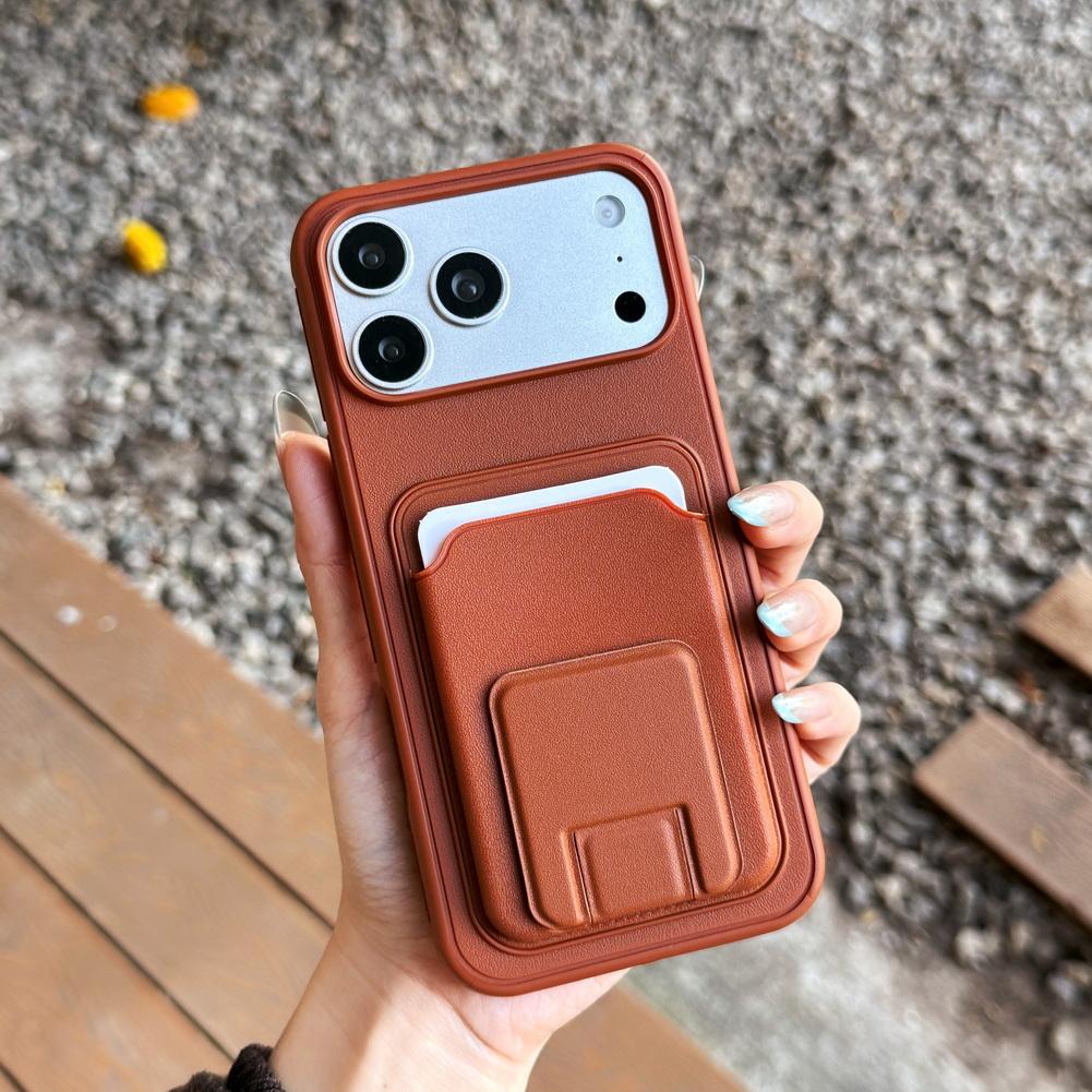 

Square Card Holder Stand with 2 Card Slots Phone Case For iPhone 17 Pro Max 17 Pro 17 Air 16 15 + 14 13 Camera Protection Cover iPhone 15