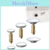 Elegant Silver Finish Brass Sink Stopper Replacement Set With Two Push Top Sizes