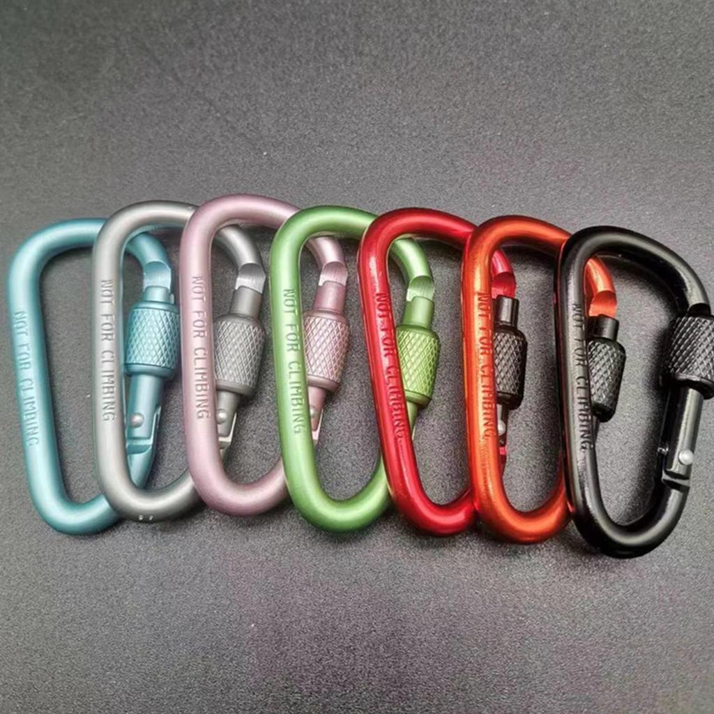 D-shape Carabiner Aluminium Alloy Sports Keychain  Multi Colors with Lock D-shape Carabiner Camping Hiking Hook Outdoor Tool