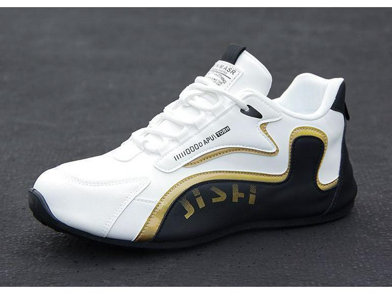 Men’s Trendy Korean-Style White Leather Sports Shoes - Comfortable, Height-Boosting, Soft Sole Casual Sneakers