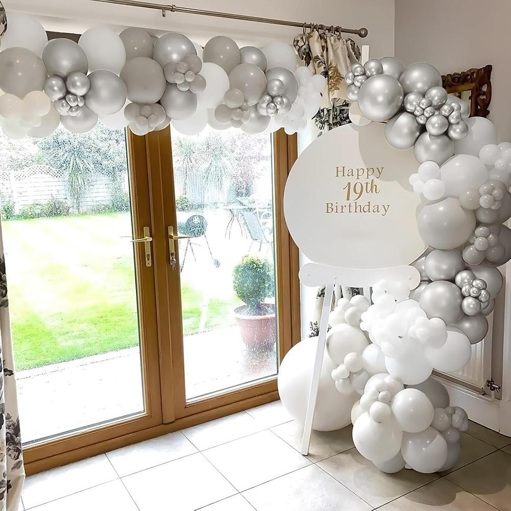 Grey Balloons Garland White Sliver Ballon Arch Kit Wedding Engagement Anniversary Bridal Shower Birthday Party Decoration Globos