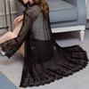 Summer Cardigan Mid Long See-through Lace Open Front Sheer Sun Protection Crochet Cardigan Beach Cover Up Streetwear
