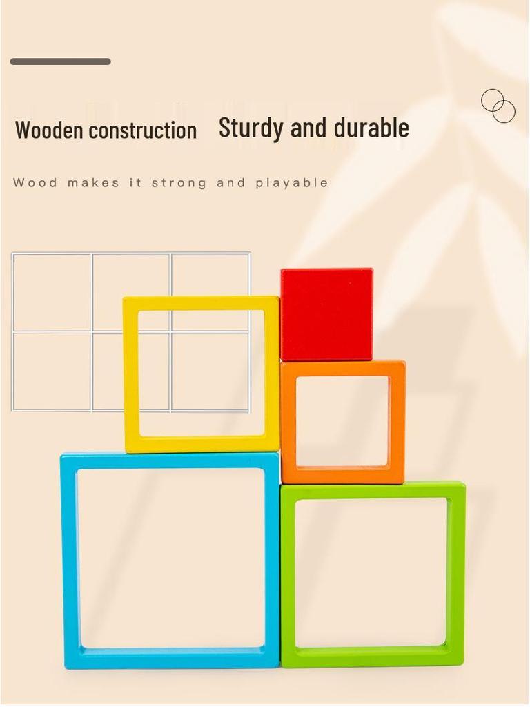 Children's Wooden Rainbow Stacking Blocks - Educational Geometric Tower Toy