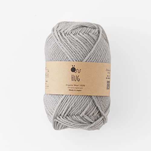 Harawoo Strickwurm HUG Mittleres Garn, 5 Knäuel, 30g (Ca.. 92m), Hergestellt in Japan, Bio-Wolle, Grau