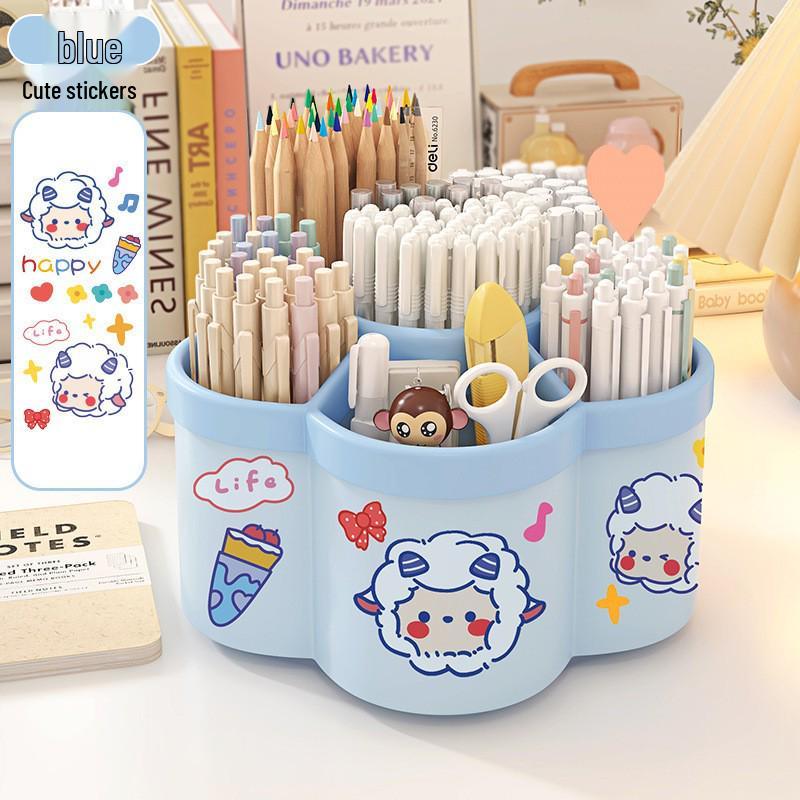 Multifunctional Rotating Pen Holder - Large Capacity Desk Organizer for Students and Office