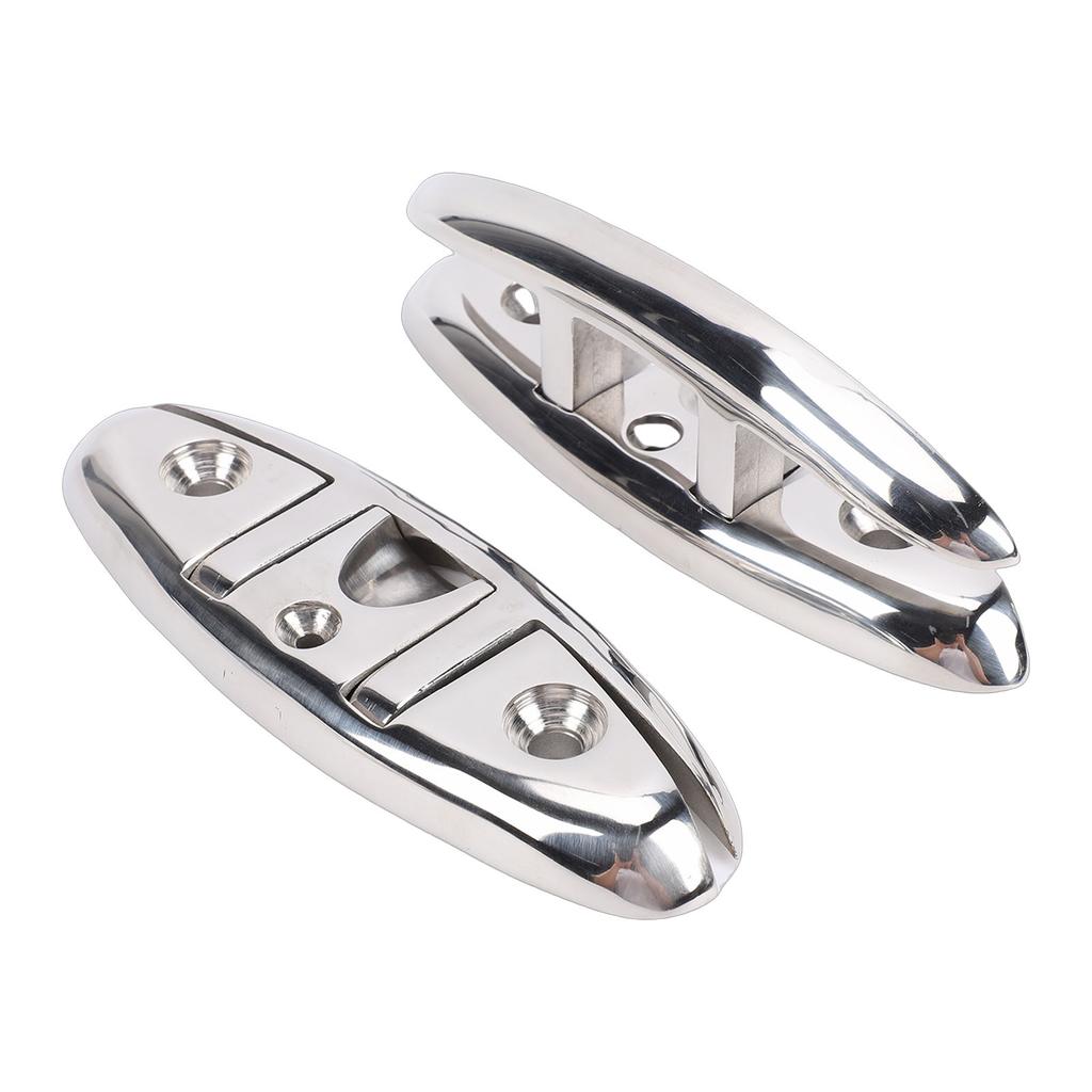 2 Sets Boat Folding Cleat 316 Stainless Steel   Up Dock Cleats with Back Plates and Screws for Kayak Yacht Pontoon