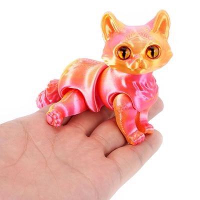 3D Printed Cute Cat Figurine Animals Model Toy Desktop Pet Articulated Cat Collectibles Toy for Home Office Tabletop Decoration