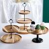 Rustic Wooden Dessert Stand 3-Tier Round Cake Display Tray Wedding Party Buffet Table Decor