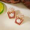 Statement Popcorn Shaped Rhinestone Earrings for Women Fashionable Imitation Pearl Popcorn Earrings Jewelry Accessories