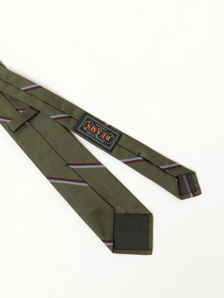[BEAMS PLUS] Silk Wide Regimental Tie for Men, Green, Free Size, 38440015107